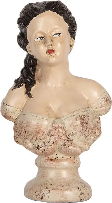 Béžová antik dekorácia busta žena v šatách - 12*8*20 cm