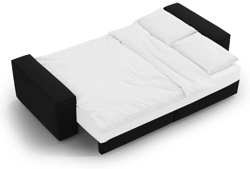 Čierna zamatová rozkladacia/s úložným priestorom pohovka 247 cm Jodie – Micadoni