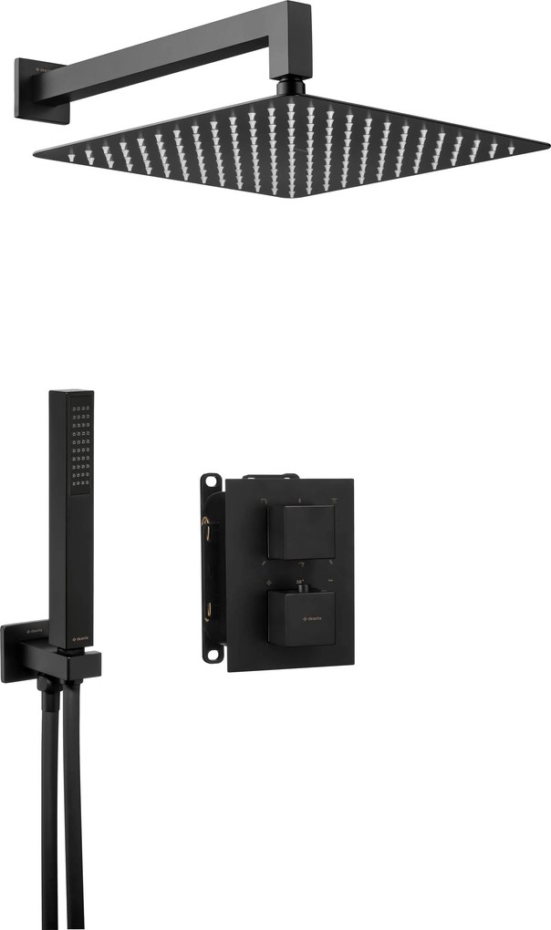 Deante Deante, podomietková termostatická sprchová zostava + BOX, štvorcová, čierna, BXYZNEAT
