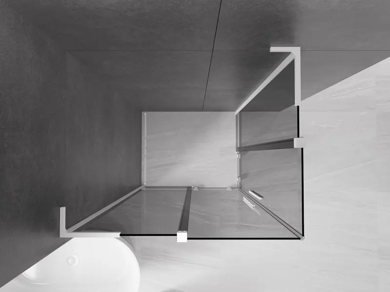 Mexen Velar L Duo, sprchový kút s posuvnými dverami 100 x 90 cm, 8mm šedé sklo, biela matná, 871-100-090-02-43-20