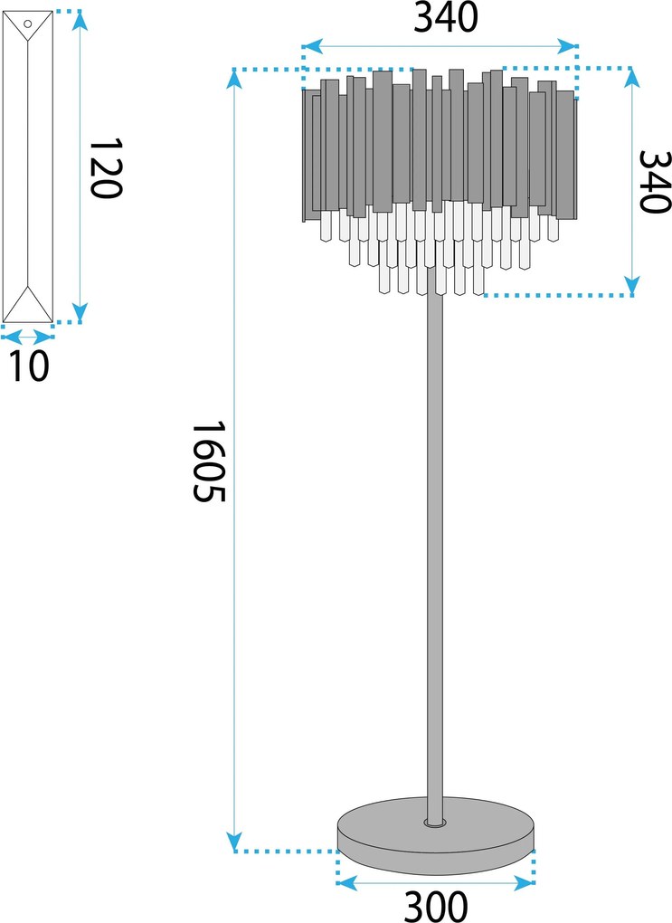 Toolight Toolight, voľne stojace svietidlo 3xE14, APP1717-3F, zlatá, OSW-04339
