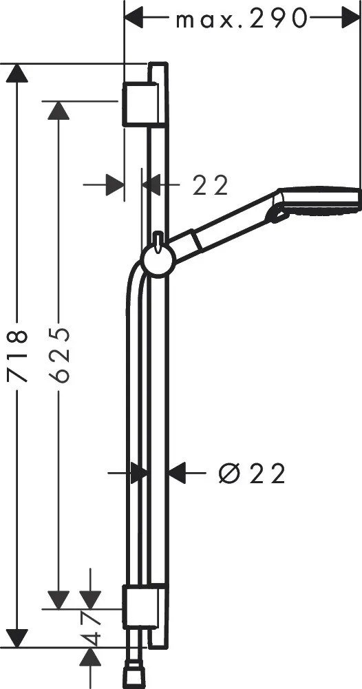 Hansgrohe Vernis Blend, sprchová súprava Vario EcoSmart so sprchovou tyčou S Puro 65 cm, matná čierna, HAN-26423670
