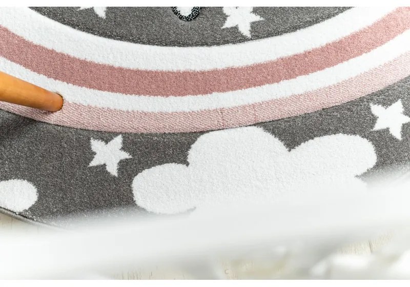 Dywany Łuszczów, Detský kusový koberec Petit Pony grey kruh, 120x120 (priemer) kruh, ružová, detská izba