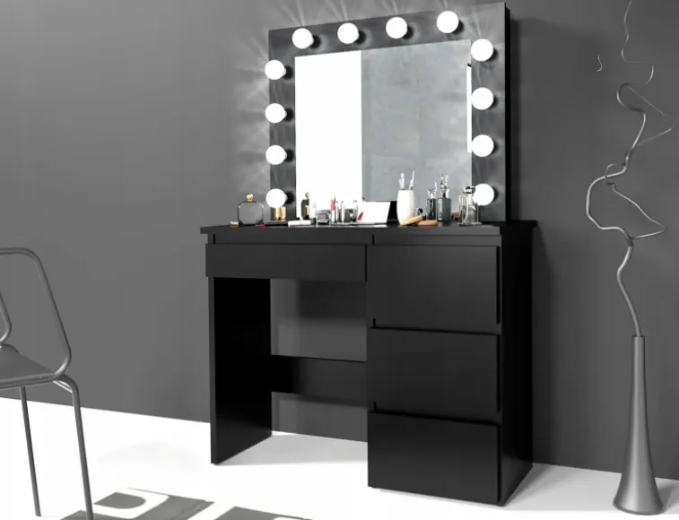 Bestent Toaletný stolík s LED zrkadlom Cleopatra Black