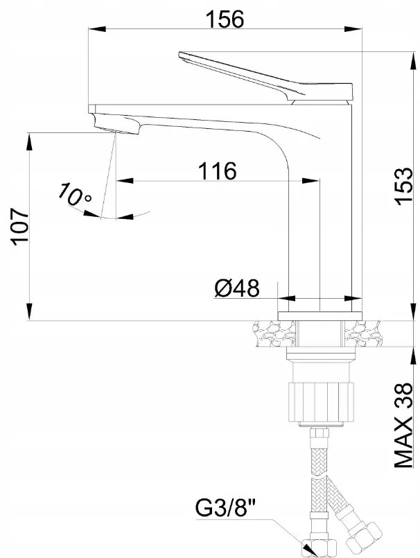 Invena Alonia, umývadlová batéria h-153, chrómová, INV-BU-70-001-V