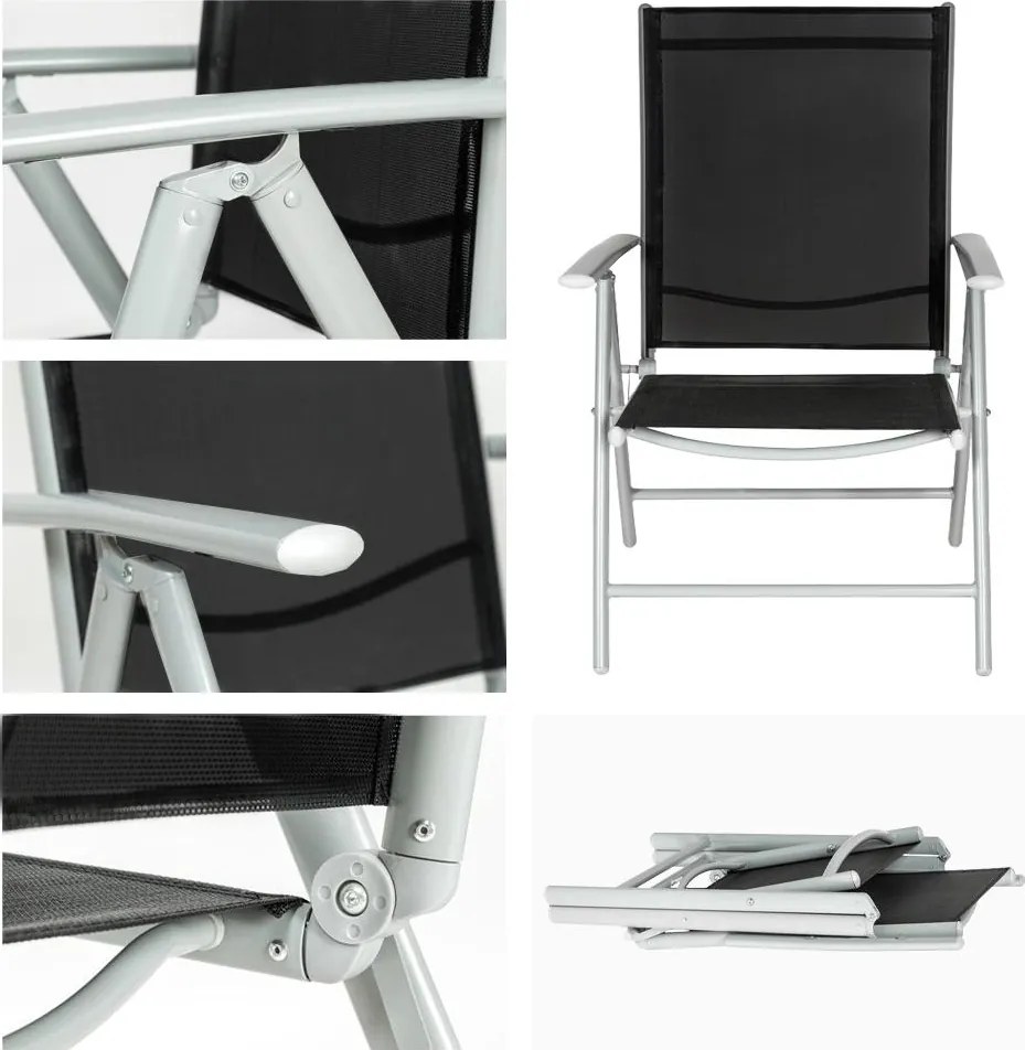 Sada 2 ks relaxačných polohovateľných stoličiek - balkónový set LEONARDO