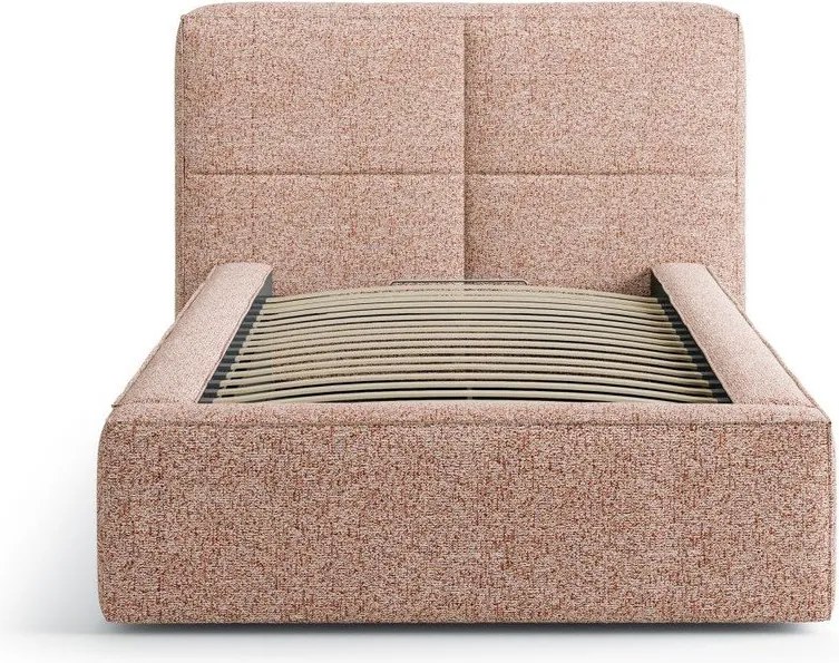 Zelenomodrá čalúnená jednolôžková posteľ s úložným priestorom s roštom 90x200 cm Darren – Micadoni