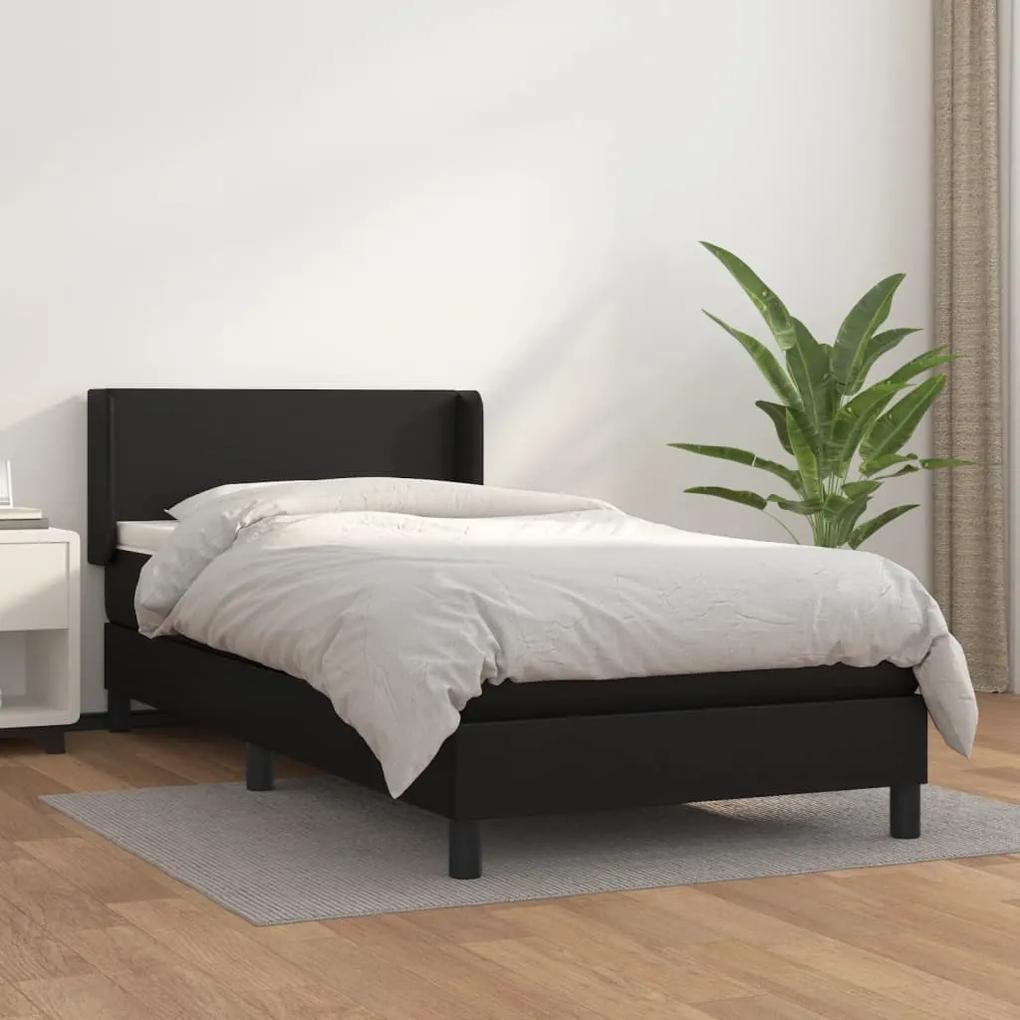 Boxspring posteľ s matracom čierna 100x200 cm umelá koža 3130643