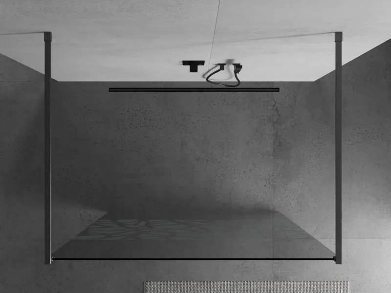Mexen Kioto, sprchová zástena Walk-In 140 x 200 cm, 8mm číre sklo biely vzor, grafitový profil, 800-140-002-66-85