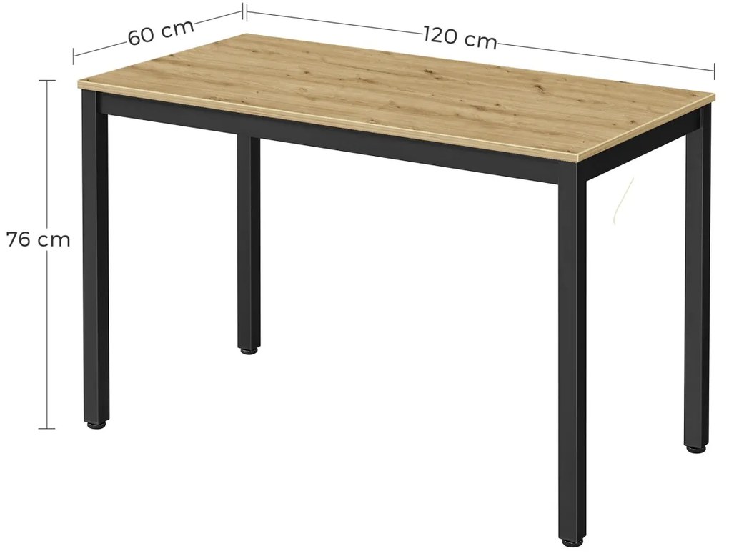 Čierny jedálenský stôl s doskou v dekore dub artisan TESSA 120x60 cm