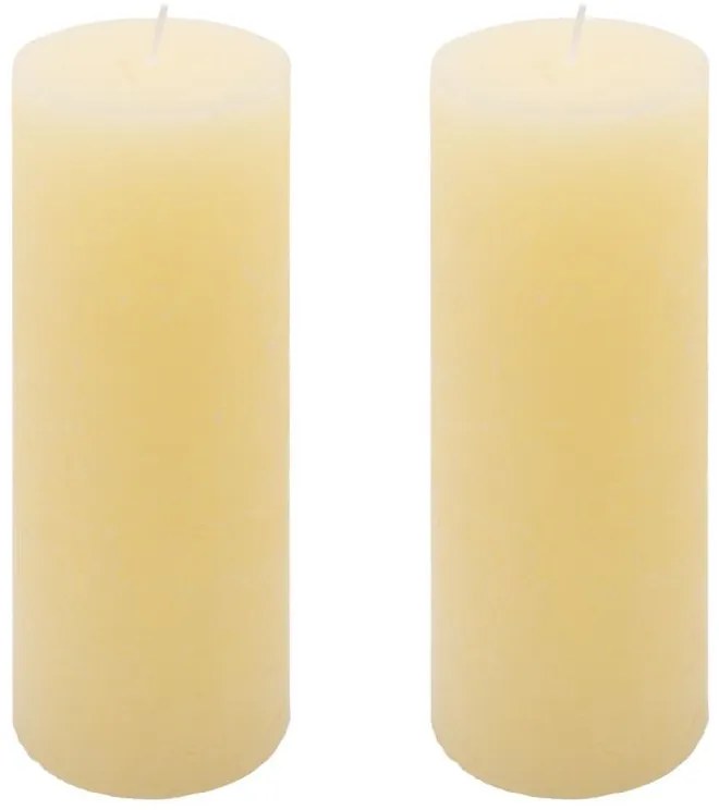 Krémová parafínová sviečka rustikálna 20 cm, 90 h, súprava 2