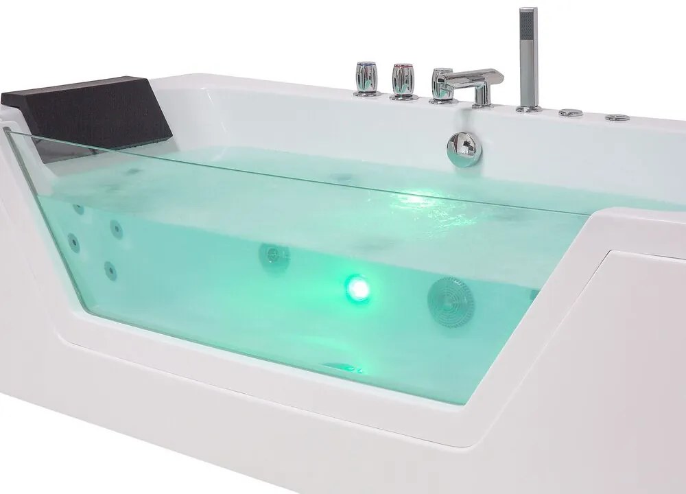 Vírivá vaňa s LED osvetlením 162 x 76 cm biela SAMANA Beliani