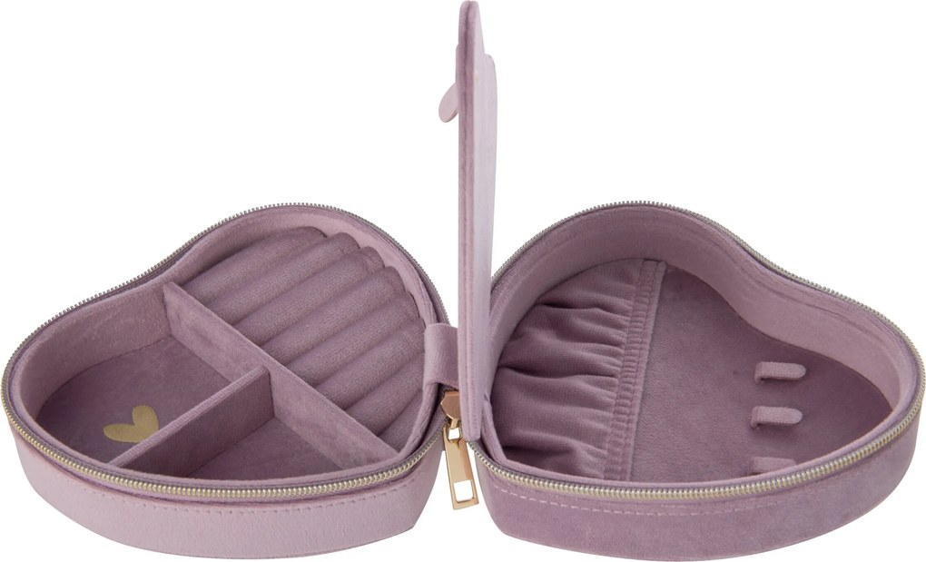 Šperkovnice Heart velur lila velká – 15,8*14,7*7 cm