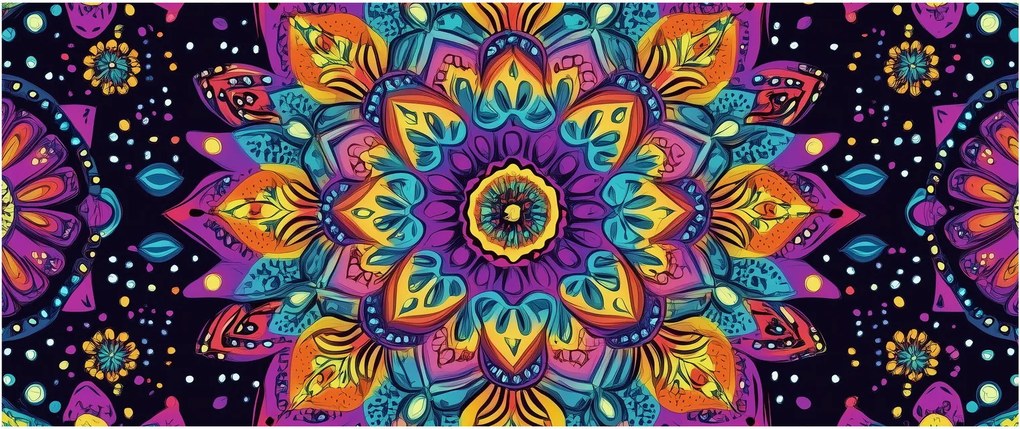 Obraz - Kaleidoskopická mandala (120x50 cm)
