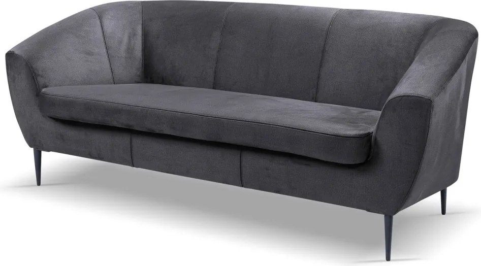 Trojmiestna pohovka Olivio, tmavo šedá zamatová látka