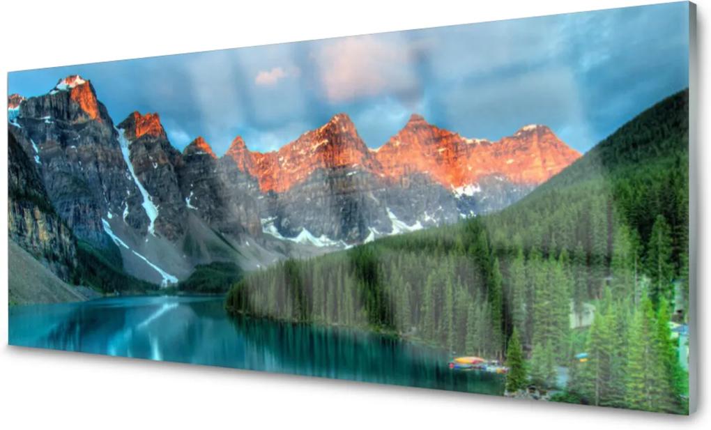Skleněný obraz Hora les jezero krajina