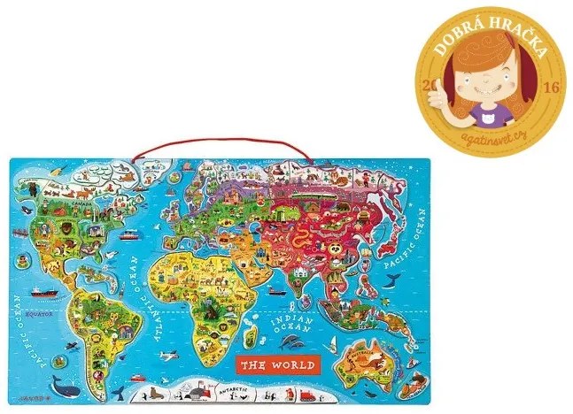 Magnetická mapa sveta - puzzle 92 magnetov - anglická verzia