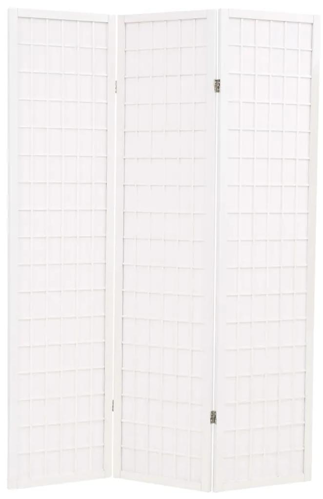 Skladací paraván s 3 panelmi, japonský štýl 120x170 cm, biely