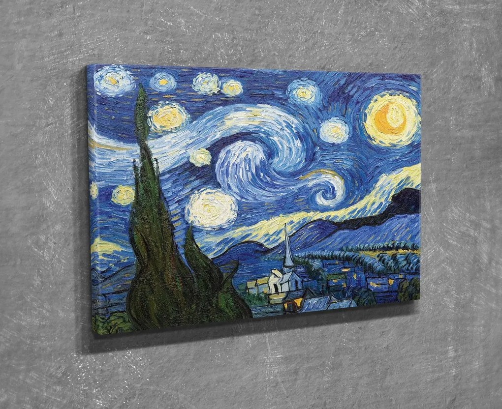 Obraz HVIEZDNÁ NOC od VV GOGHA 30x40 cm modrý