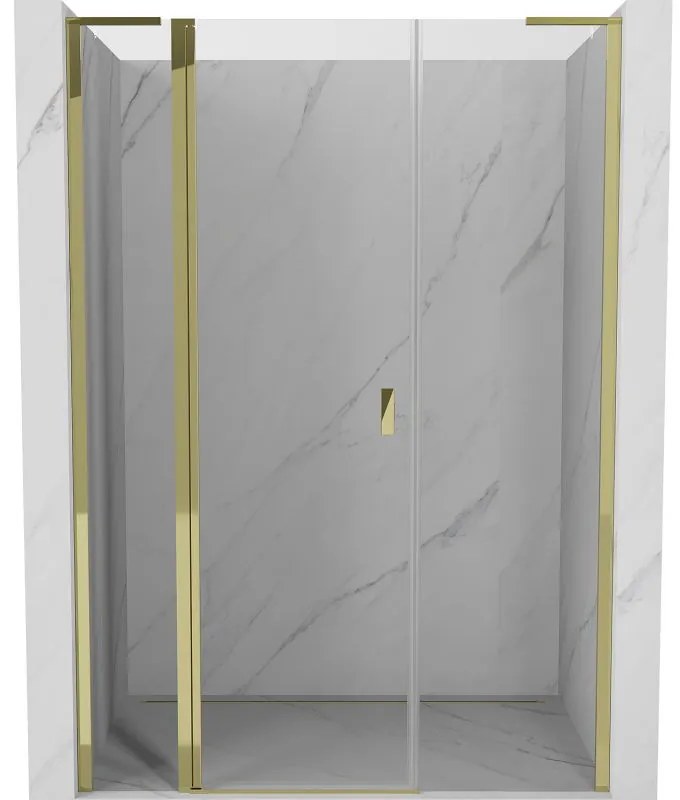 Mexen, Mexen Mist L výklopné sprchové dvere 140 cm, transparentné, zlaté - 8A4L-140-001-50-00
