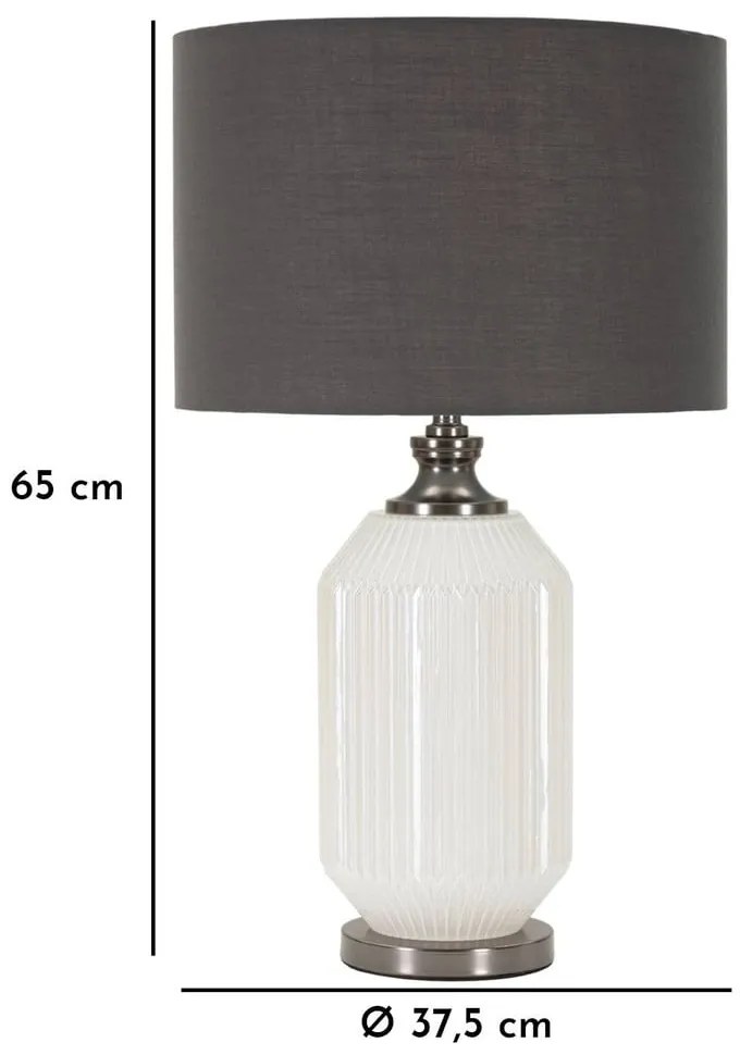 Sivá stolná lampa s textilným tienidlom (výška 65 cm) Brighty – Mauro Ferretti