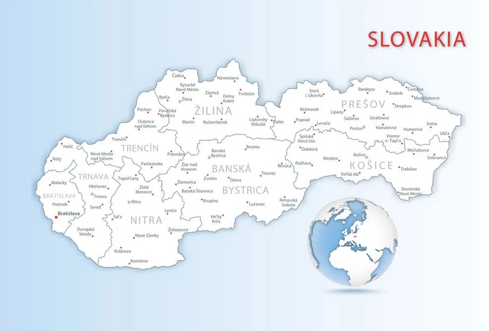 Obraz podrobná mapa Slovenska - 120x80