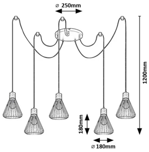 Rabalux 3150 - Luster na lanku FARFALLE 5xE27/40W/230V pavúk čierna/buk