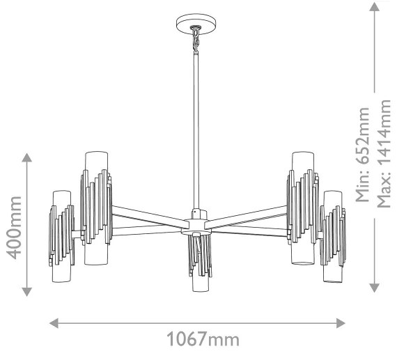Elstead MARVELE10-AB-OPAL - Luster na tyči MARVELE 10xE14/40W/230V zlatý