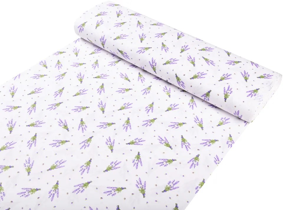 Biante Detské bavlnené posteľné obliečky do postieľky Sandra SA-301 Malé zväzky levandúľ na bielom Do postieľky 90x120 a 40x60 cm