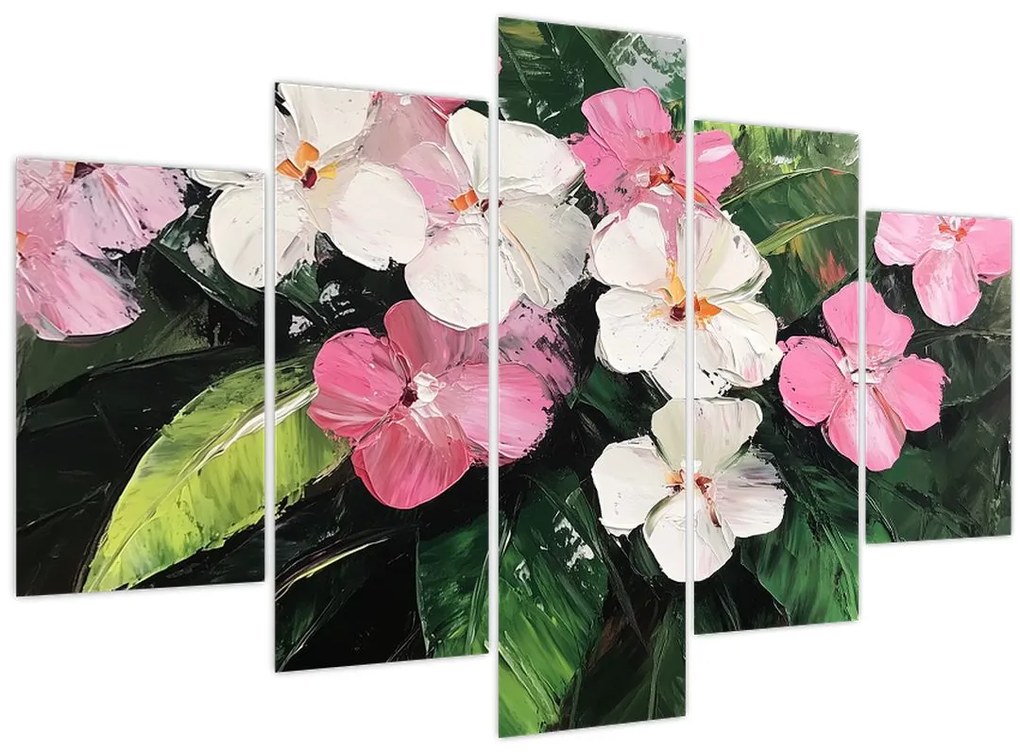 Obraz - Ružové a biele kvety (150x105 cm)