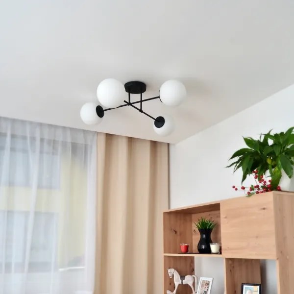 Prisadený luster MOON 4xE27/15W/230V čierna