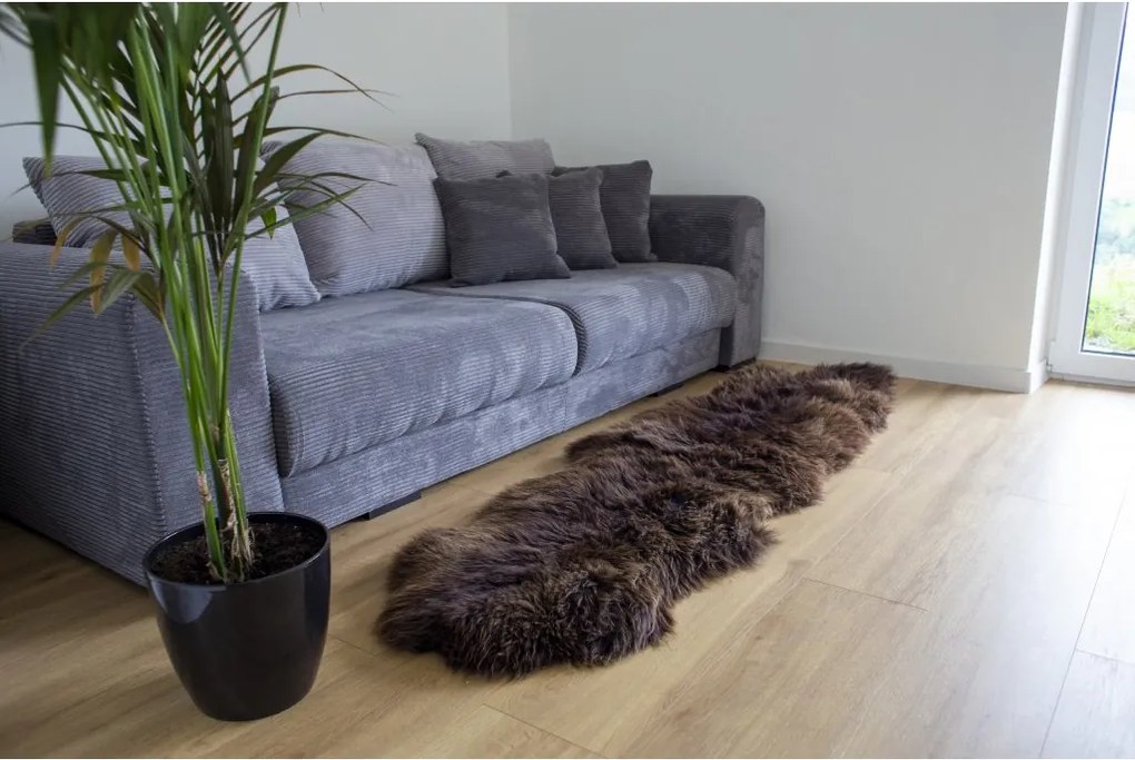 Ovčia kožušina double hnedá 180x65 cm