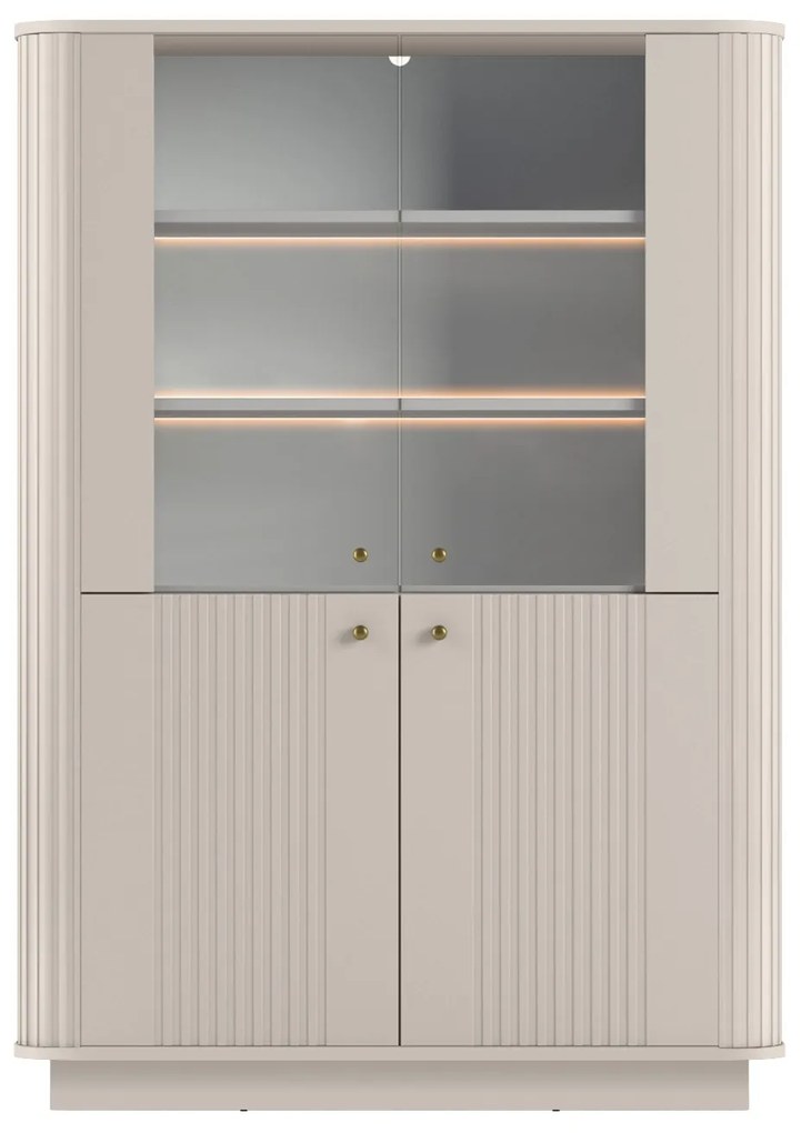 Vitrína Vesper 103 cm na sokli - kašmírová / zlatá