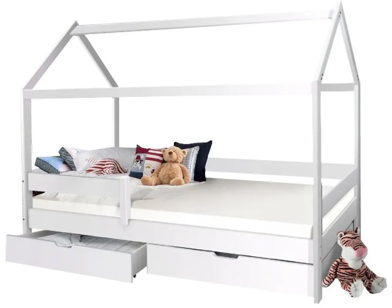 MG Detská posteľ domček Martin 90x200 - biela