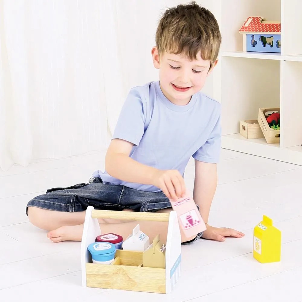 Bigjigs Toys drevené potraviny v prenosnej krabičke