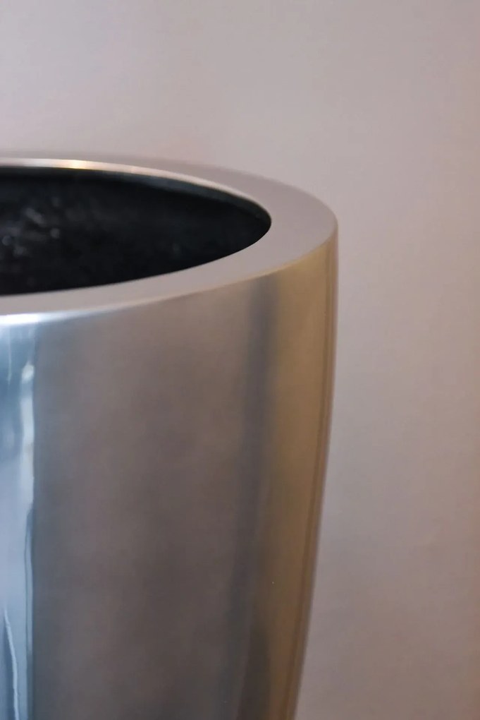 Luxusný kvetináč OPALA, sklolaminát, výška 55 cm, strieborná metalíza