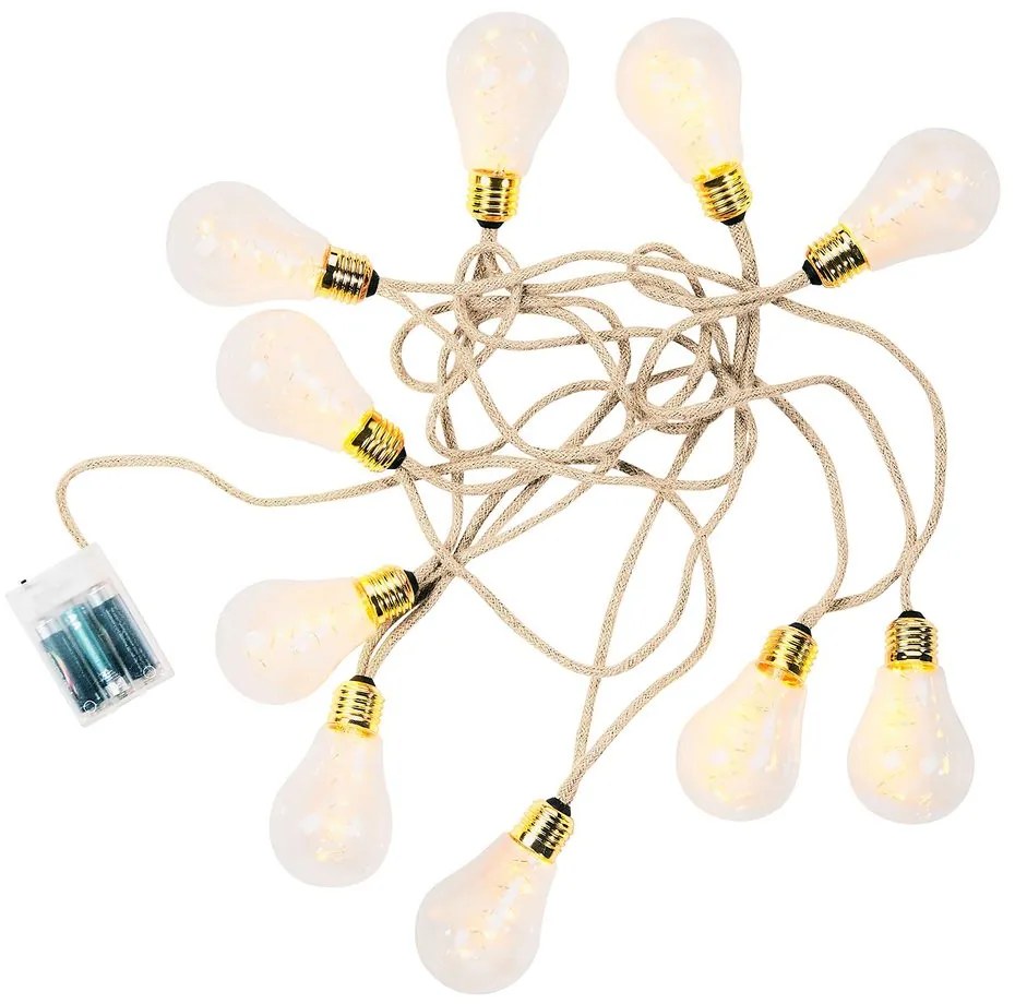 BULB LIGHTS Svetelná reťaz s USB žiarovkami 10 svetiel - prírodná