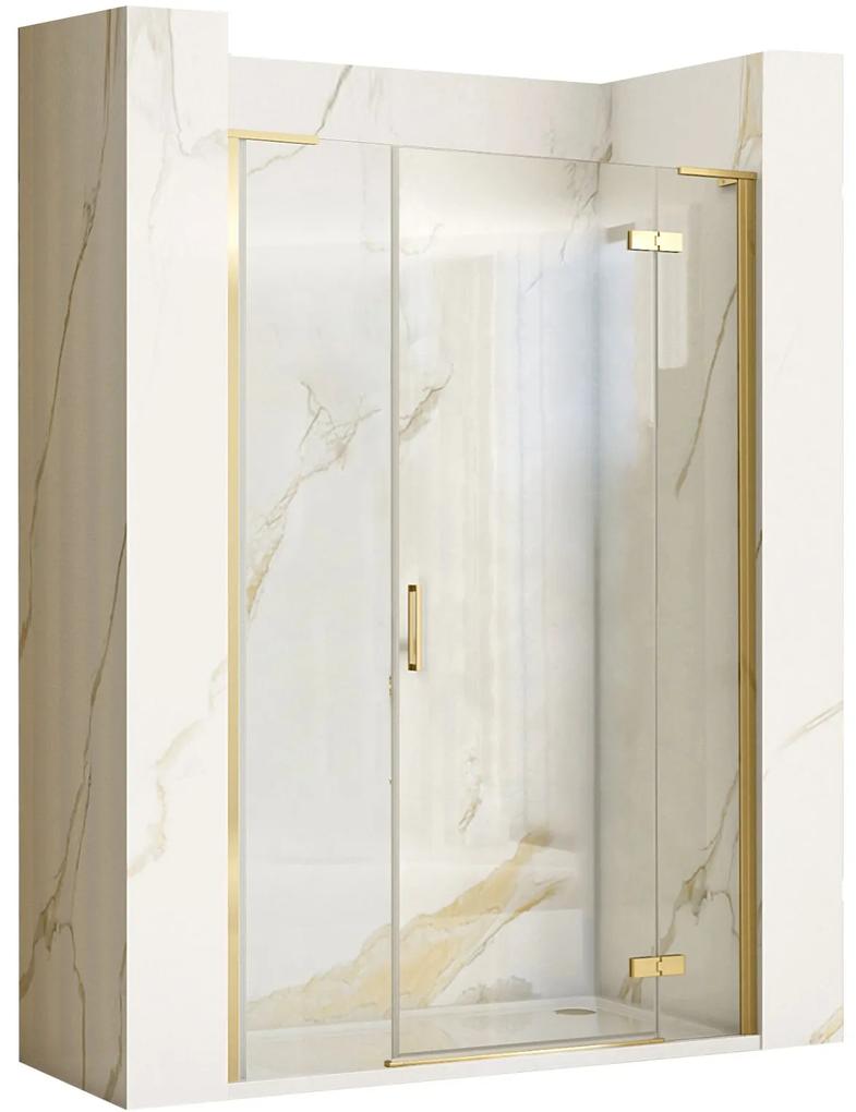 Rea Hugo, 1-krídlové výklopné sprchové dvere 90x200 cm + sprchová zástena 30x200 cm, zlatá matná, KPL-45204