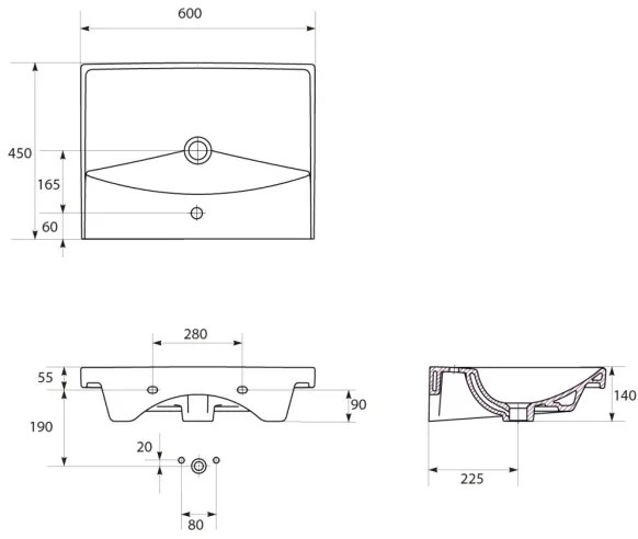 Cersanit S801-142-DSM -Závesná kúpeľňová skrinka s umývadlom LARA CITY 60 biela