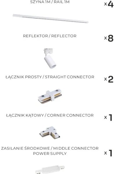 Zuma Line 3583 - Bodové svietidlo v lištovom systéme TUBE 8xGU10/35W/230V biela