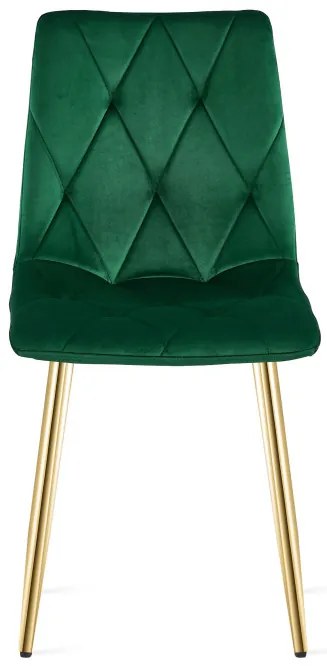 Set dvoch jedálenských stoličiek LIBRA zamatové, tmavozelené / zlaté nohy (2 ks)