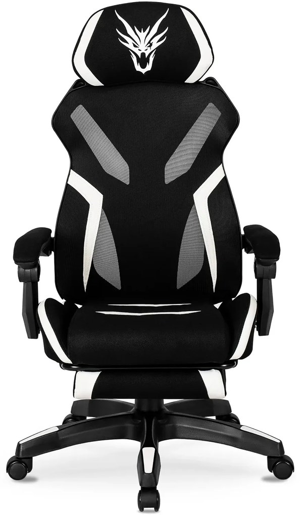 Herná stolička Maximo s podnožkou čierna/biela