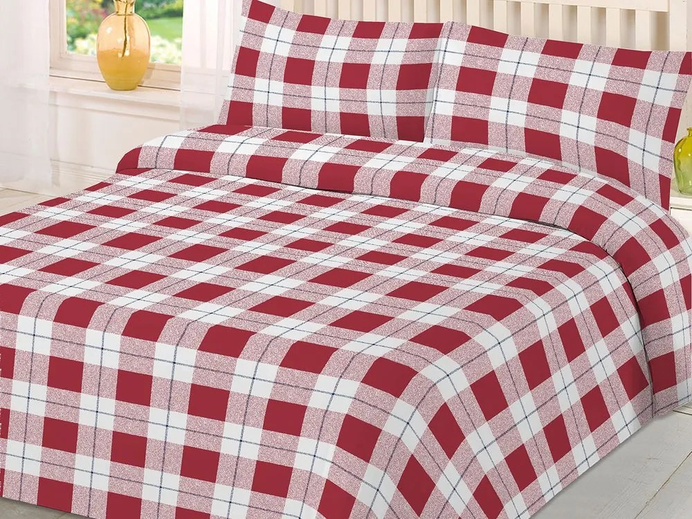 Gipetex Natural Dream Talianská obliečka bavlna LUX Scozzese Rosso - 220x200 / 2x70x90 cm