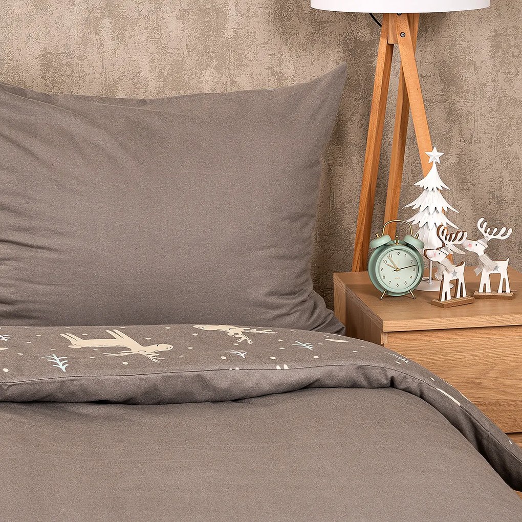4Home Flanelové obliečky Happy reindeer, 140 x 220 cm, 70 x 90 cm