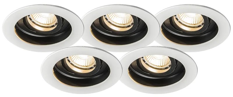 Moderné zapustené bodové svetlo biele oceľové sada 5 - Rondoo