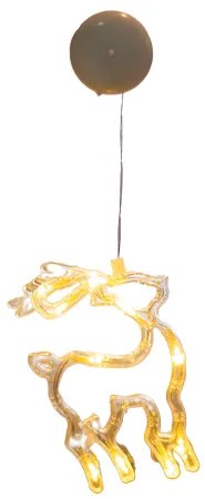 ACA Lighting LED vianočné sob do okna, teplá biela farba, IP20, 3xAAA, prísavka