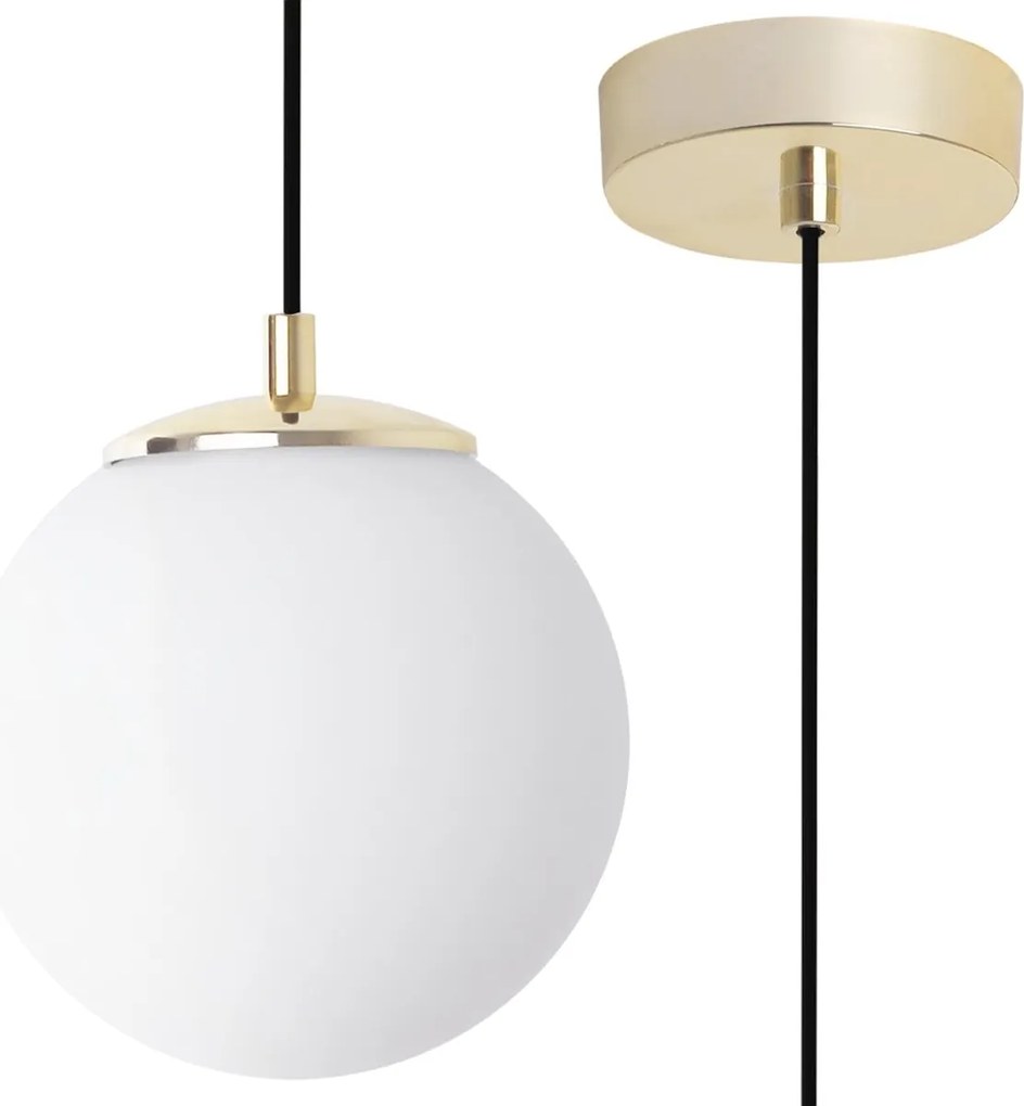 Závesné svietidlo Florence, 1x biele sklenené tienidlo, g/b