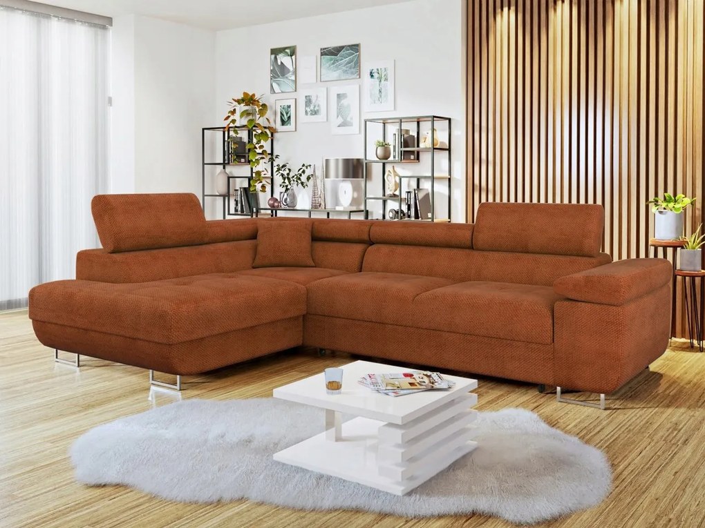 Rohová sedacia súprava Terazuro (hrdzavá)