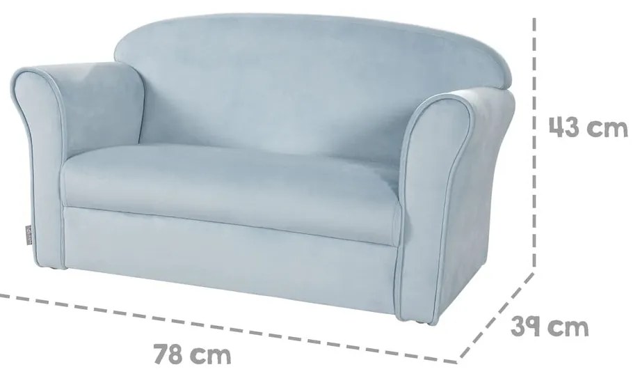 Svetlomodrá zamatová detská pohovka 78 cm Lil Sofa – Roba