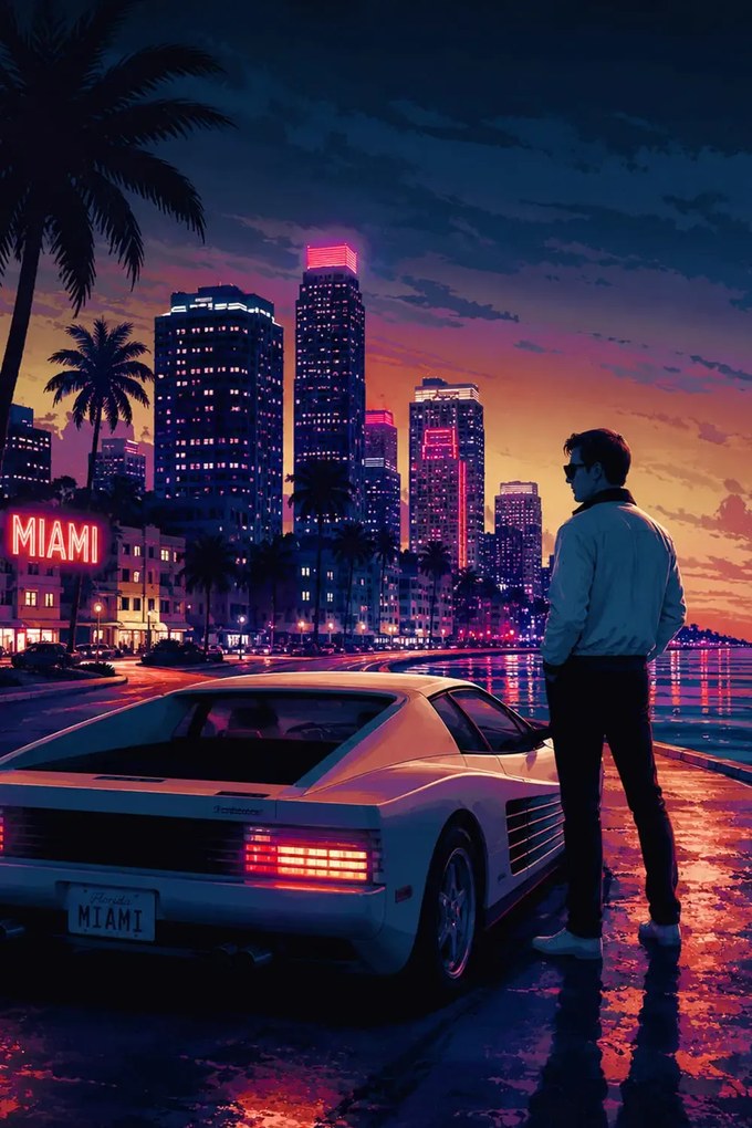 Miami Vice - Metalický obraz 70x50cm